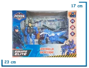 POWER POLICE FIGURA POLICIA CON MOTO EN CAJA