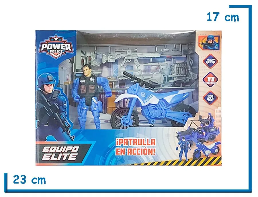 POWER POLICE FIGURA POLICIA CON MOTO EN CAJA