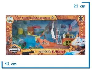 POWER PIRATE PLAYSET BARCO PIRATA CON ACCESORIOS Y ANIMALES MARINOS