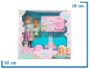 TINY LUCY POP MUÑECA AUTO TURQUESA CON ACCESORIOS