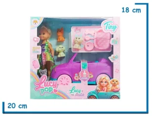 TINY LUCY POP MUÑECA AUTO VIOLETA CON ACCESORIOS