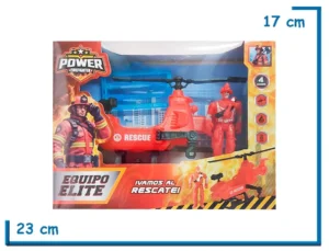 POWER FIREFIGHTER  FIGURA BONBERO CON HELICOPTERO EN CAJA