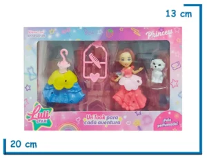 LULI STAR PRINCESS MUÑECA PELO MARRON CON ACCESORIOS