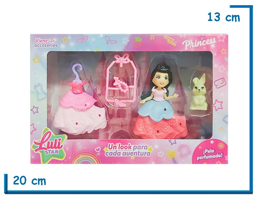 LULI STAR PRINCESS MUÑECA PELO NEGRO CON ACCESORIOS