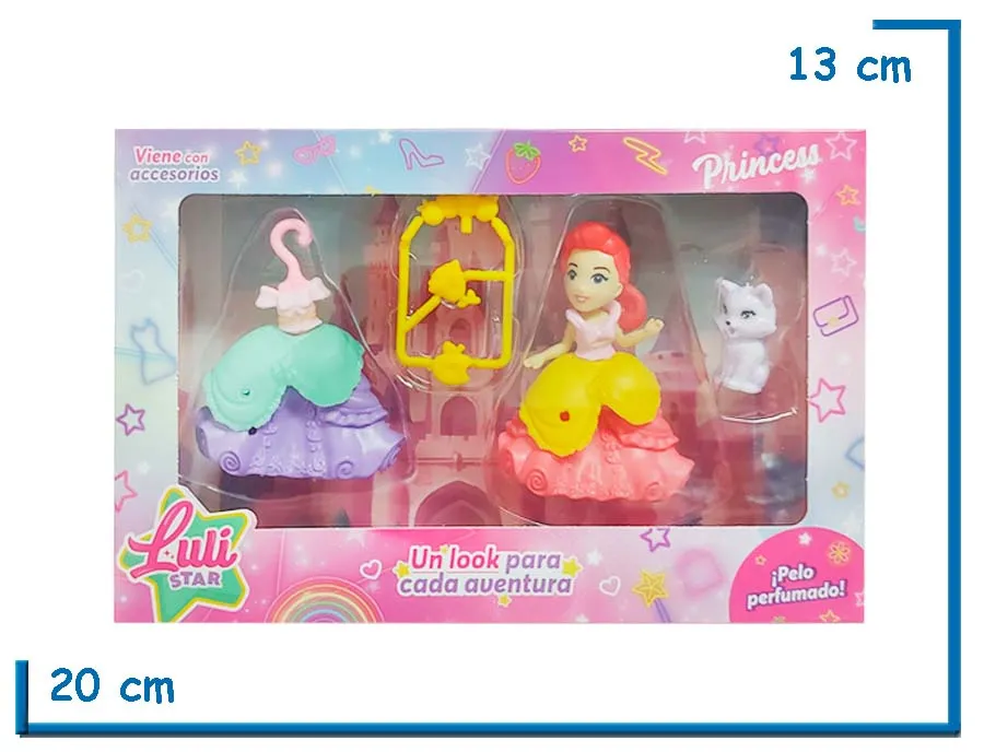 LULI STAR PRINCESS MUÑECA PELO ROJO CON ACCESORIOS