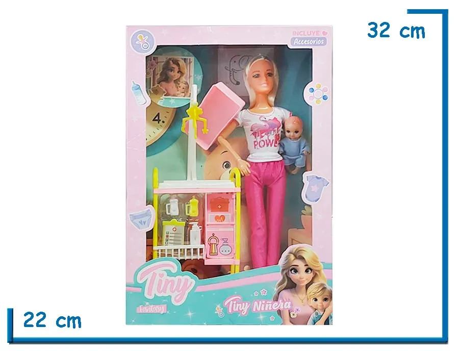 TINY FANTASY NIÑERA MUÑECA REMERA FLAMENCO CON ACCESORIOS