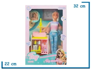 TINY FANTASY NIÑERA MUÑECA REMERA MULTICOLOR CON ACCESORIOS