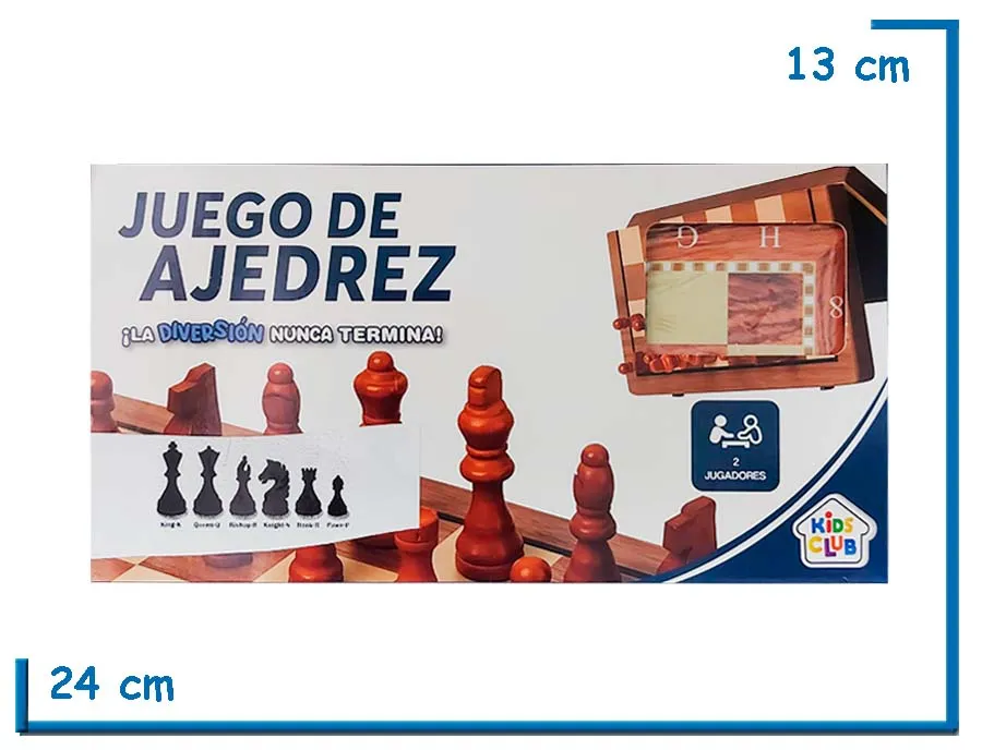 KIDS CLUB JUEGO DE AJEDREZ DE MADERA MEDIANO (CAJA AZUL)
