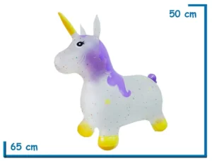 UNICORNIO SALTARIN TRANSPARENTE PELO VIOLETA EN BOLSA 65X50X25
