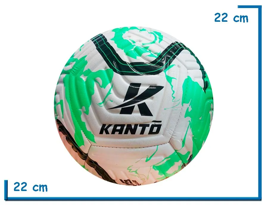 PELOTA DE CUERO Nø5 KANTO REFORZADA BLANCA VERDE Y NEGRA