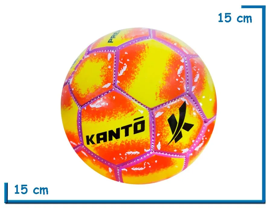 PELOTA DE CUERO N°2 KANTO AMARILLA NARANJA Y VIOLETA