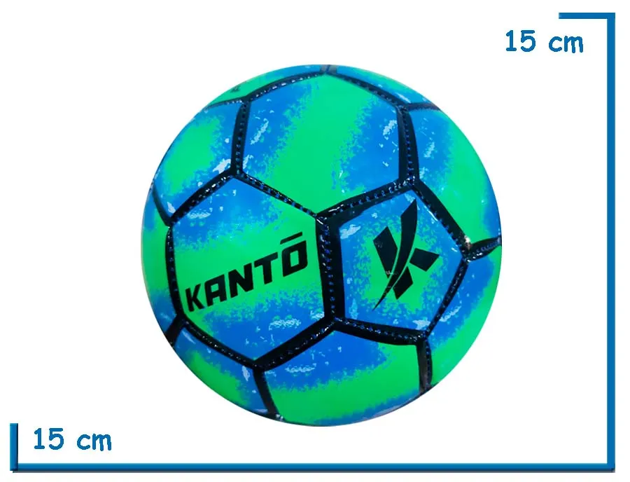 PELOTA DE CUERO Nø2 KANTO VERDE CELESTE Y NEGRA