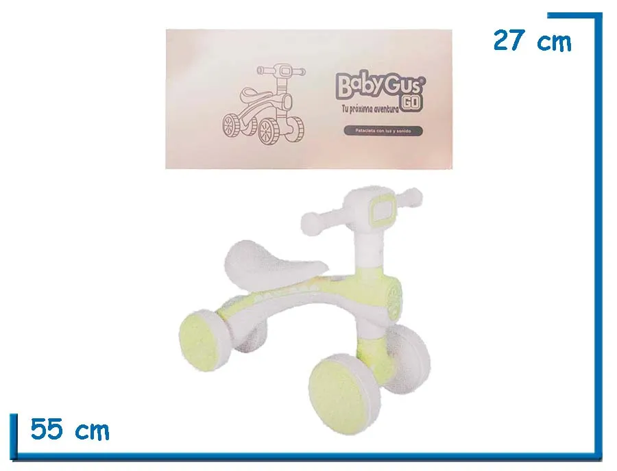 BABY GUS GO PATACLETA CON LUZ Y SONIDO AMARILLA