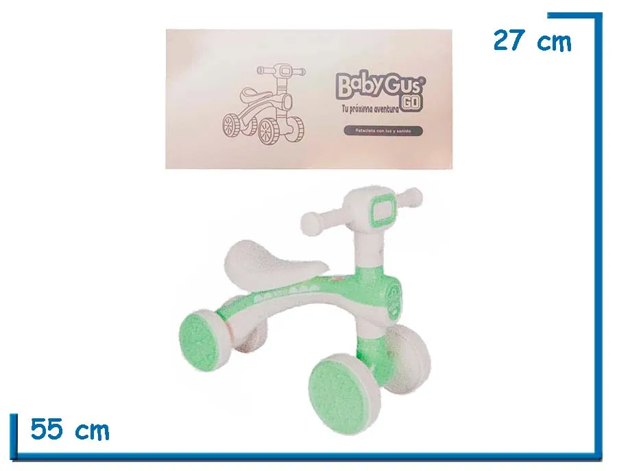 BABY GUS GO PATACLETA CON LUZ Y SONIDO VERDE