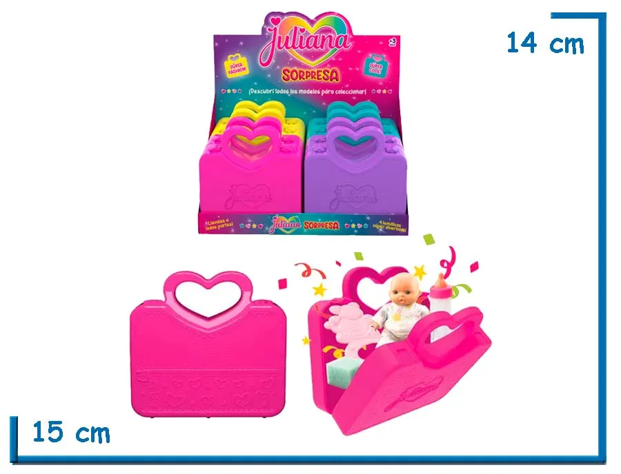 JULIANA SORPRESA BEBE Y ACCESORIOS VALIJA FUCSIA