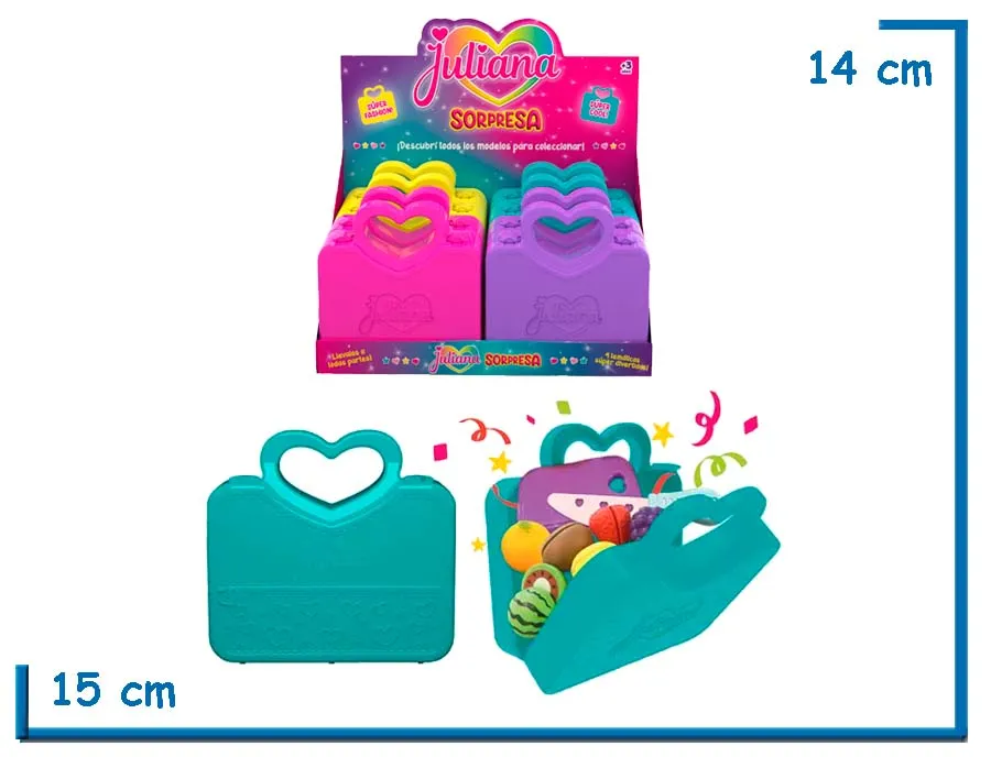 JULIANA SORPRESA TABLITAS DE FRUTAS Y VERDURAS VALIJA TURQUESA