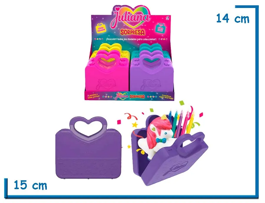 JULIANA SORPRESA UNICORNS SQUISHIES VALIJA VIOLETA