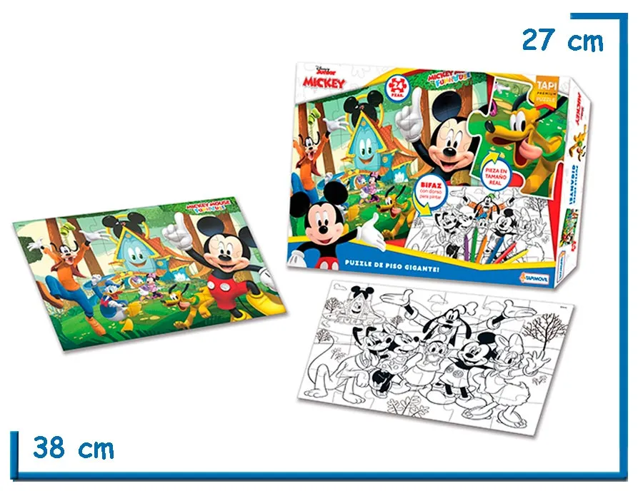 MICKEY PUZZLE DE PISO GIGANTE BIFAZ 24 PZS