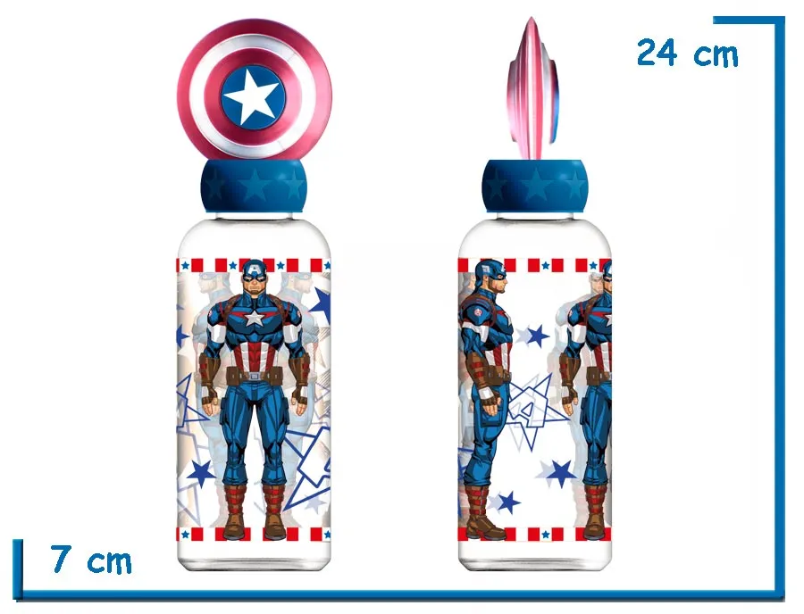 CAPTAIN AMERICA BOTELLA 560 ML TAPA FIGURA 3D