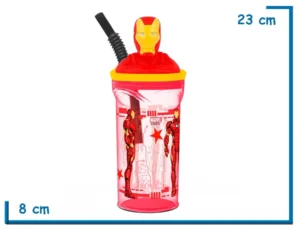 IRON MAN VASO 360 ML TAPA FIGURA 3D