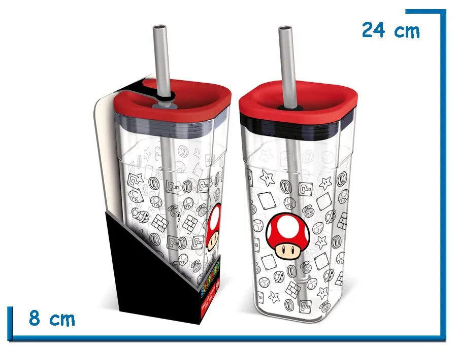 SUPER MARIO VASO 540 ML ACRILICO CUBE