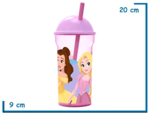 DISNEY PRINCESAS VASO 460 ML TRANSPARENTE TAPA ALTA