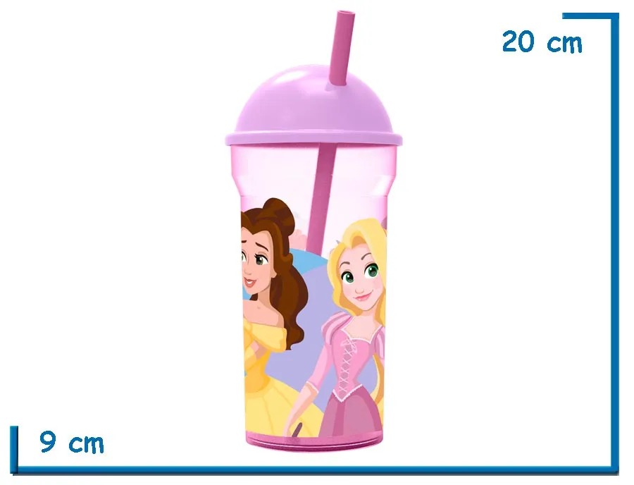 DISNEY PRINCESAS VASO 460 ML TRANSPARENTE TAPA ALTA