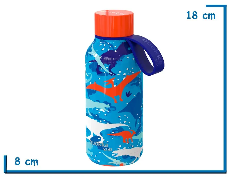 QUOKKA BOTELLA DINOSAUR SOLID KIDS CON CORREA 330ML