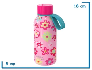 QUOKKA BOTELLA FLOWERS SOLID KIDS CON CORREA 330ML