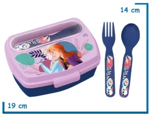 FROZEN LUNCHERA RECTANGULAR CON CUBIERTOS
