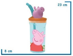 PEPPA PIG VASO 360 ML TAPA FIGURA 3D