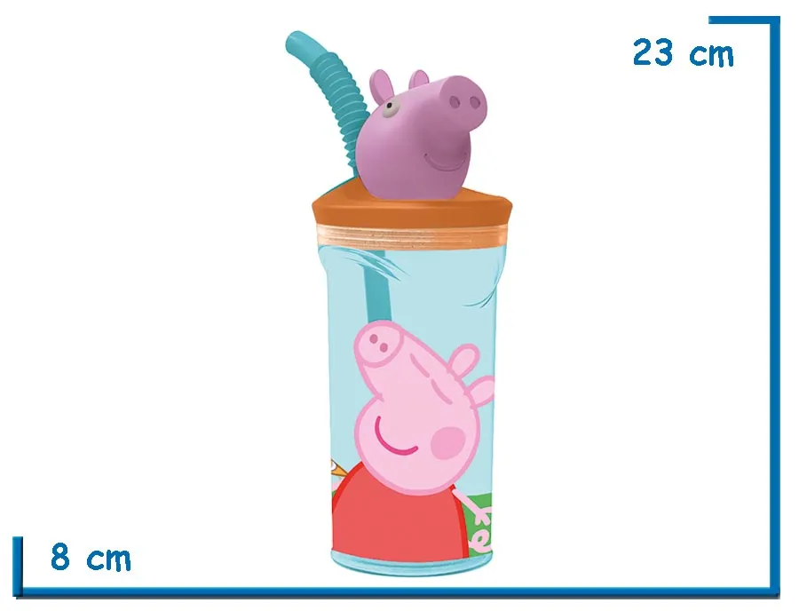 PEPPA PIG VASO 360 ML TAPA FIGURA 3D