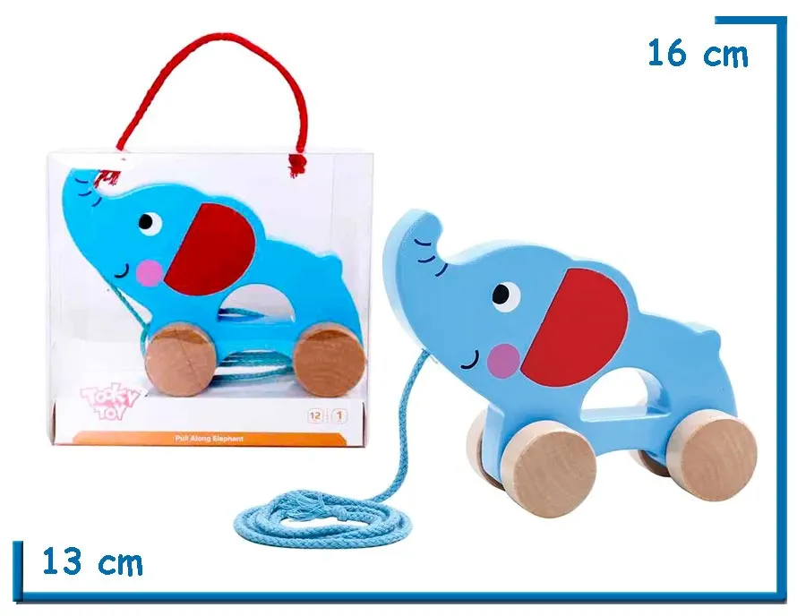 TOOKY TOY PULL ALONG ELEPHANT ARRASTRE ELEFANTE DE MADERA
