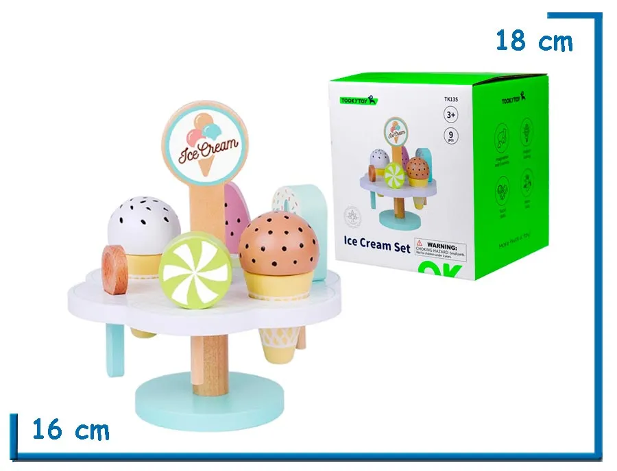 TOOKY TOY ICE CREAM SET PLAYSET HELADOS DE MADERA
