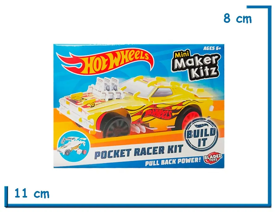2X1 HOT WHEELS RODGER DODGER AMARILLO POCKET RACER KIT PULL BACK