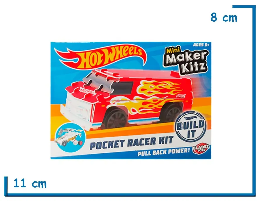 2×1 HOT WHEELS SUPER VAN ROJA POCKET RACER KIT PULL BACK