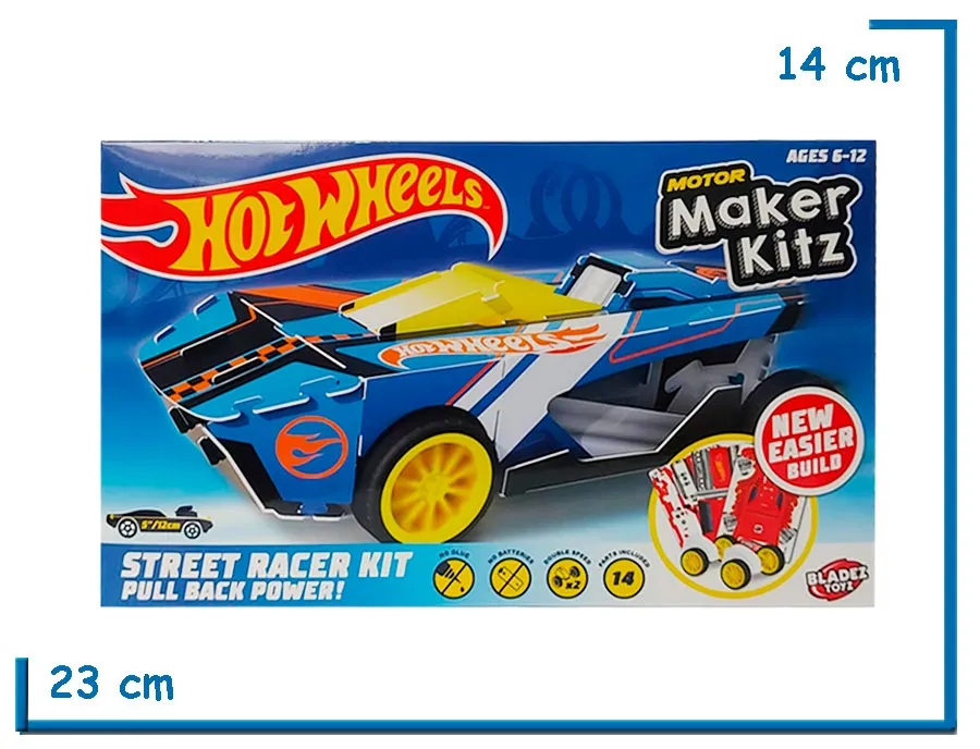 2X1 HOT WHEELS WARP SPEEDER AZUL STREET RACER KIT PULL BACK