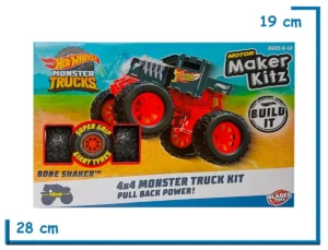 2X1 HOT WHEELS BONE SHAKER 4X4 MONSTER TRUCK KIT PULL BACK