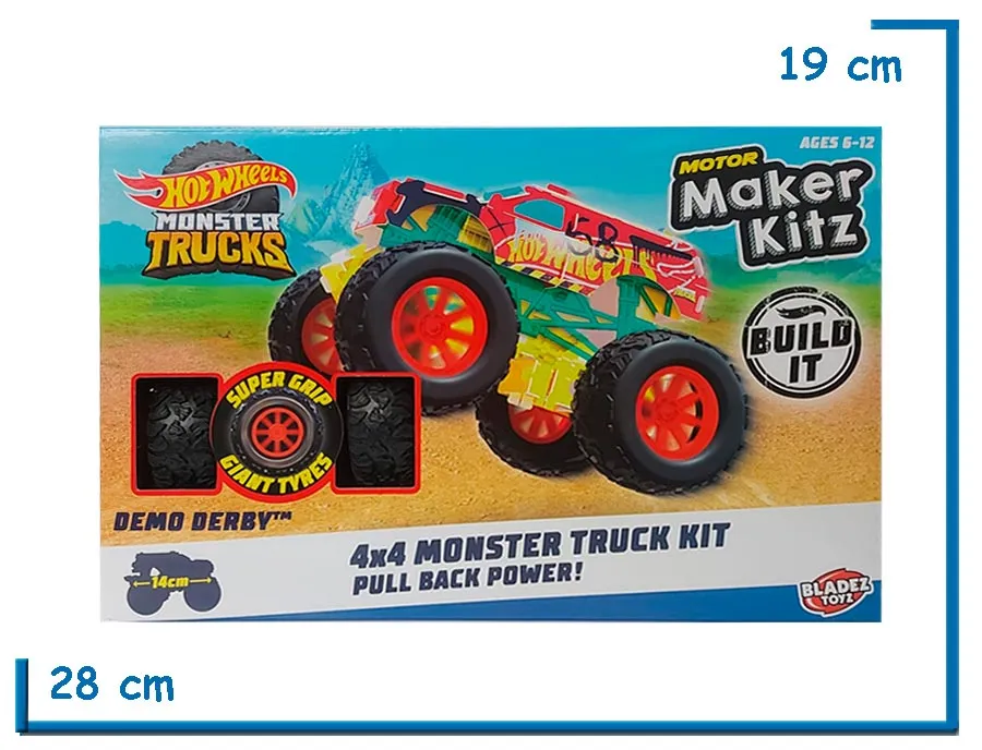 2X1 HOT WHEELS DEMO DERBY 4X4 MONSTER TRUCK KIT PULL BACK