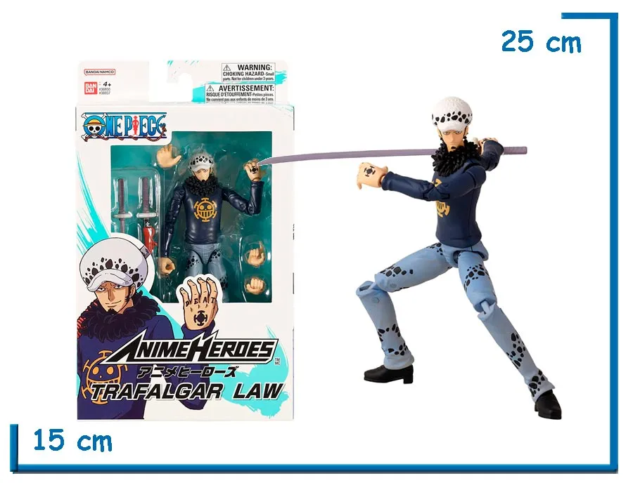 BANDAI TRAFALGAR LAW ONE PIECE ANIME HEROES 17CM