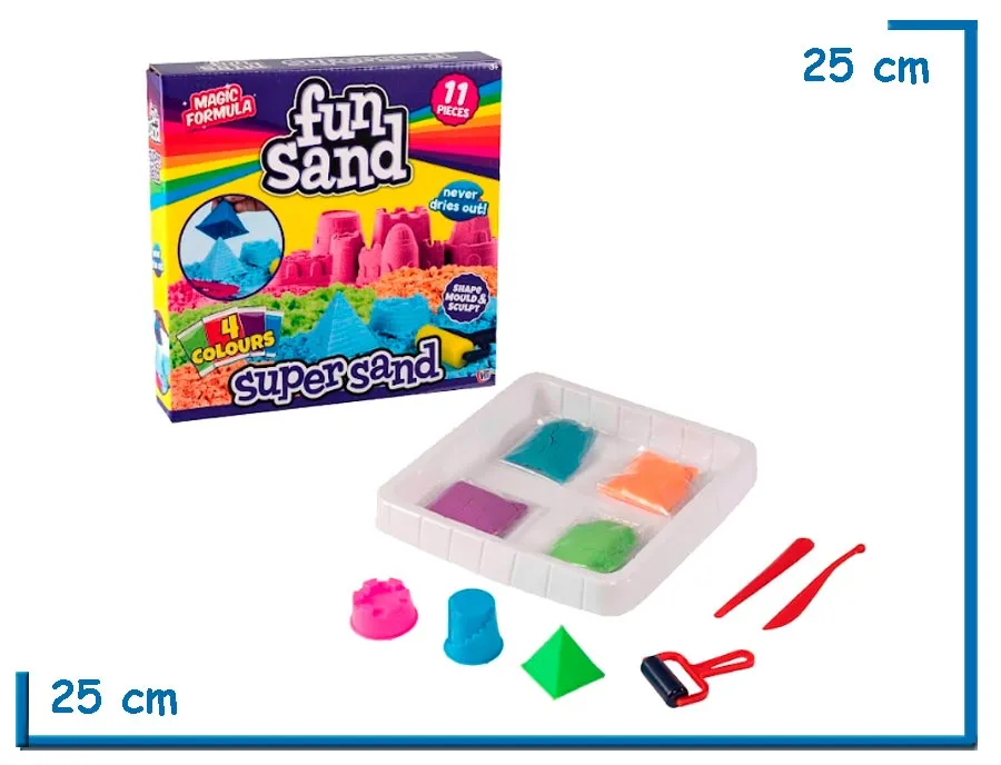 HTI FUN SAND SUPERSAND SET DE 4 ARENAS Y HERRAMIENTAS