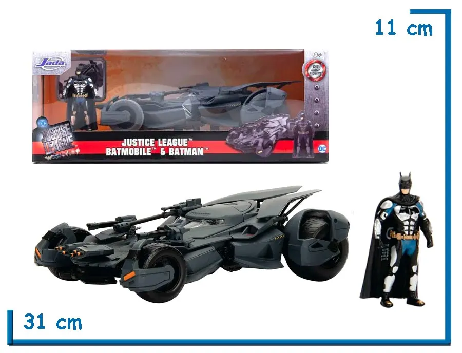 JADA JUSTICE LEAGUE BATMOBILE & BATMAN DIE CAST 1.24