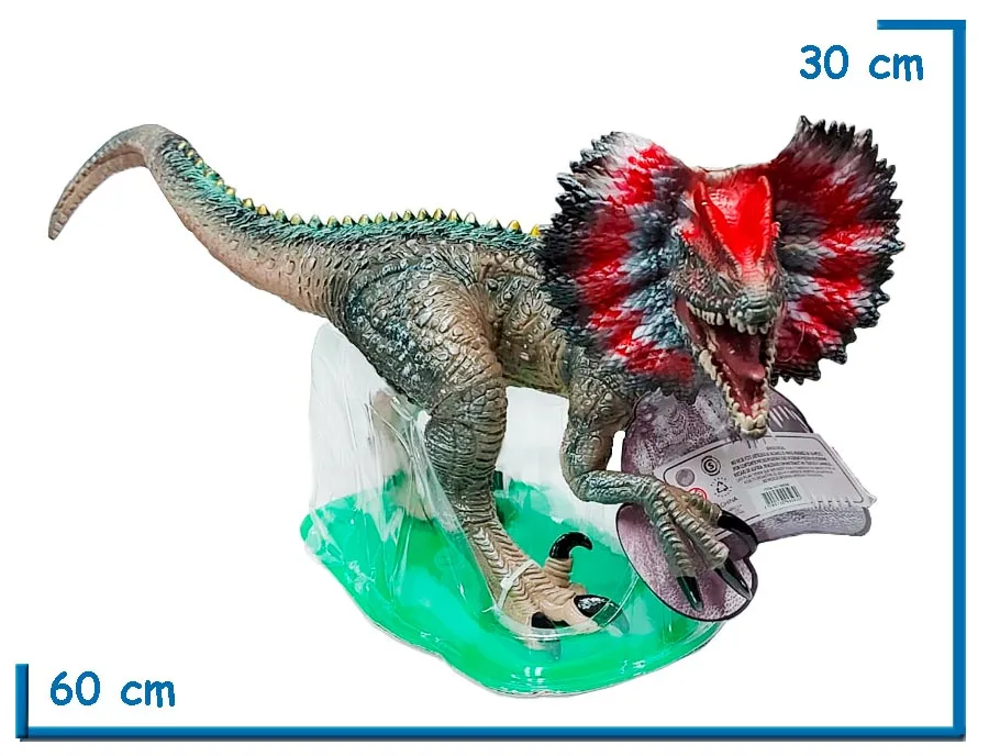 DINOSAUR DILOFOSAURIO CON SONIDO EN BLISTER 60CM