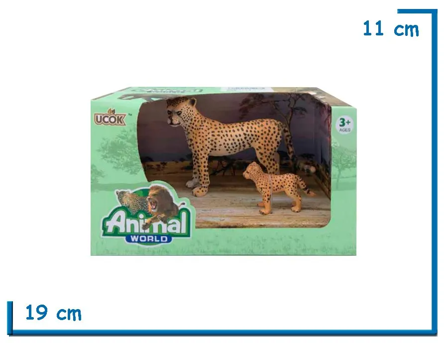 ANIMAL WORLD GUEPARDO Y CACHORRO PARADO