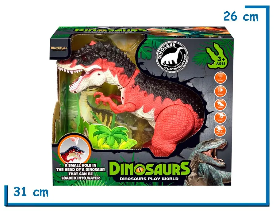 DINOMIGHT T-REX ROJO DINOSAURS MOVIMIENTO LUZ Y SONIDO
