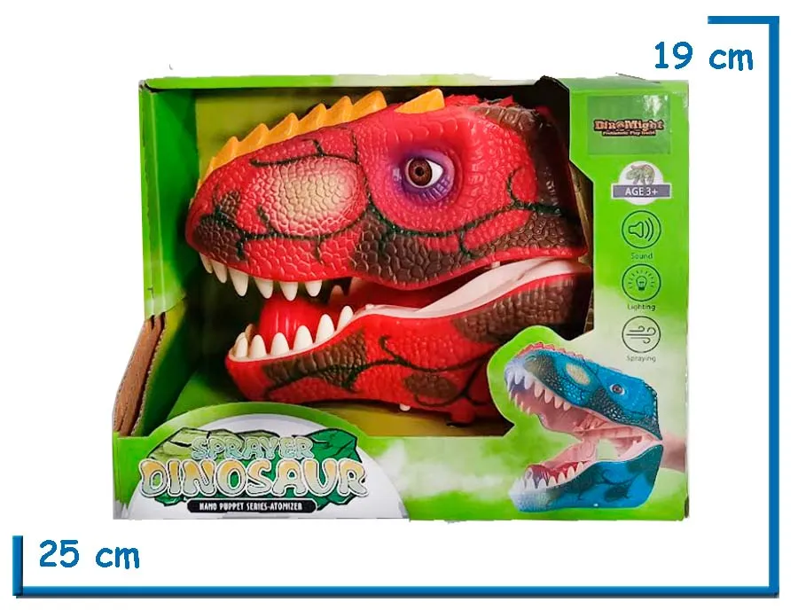 DINOMIGHT VELOCIRAPTOR ROJO SPRAYER DINOSAUR HAND PUPPET ATOMIZADOR