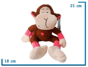 PELUCHE MONO SENTADO DETALLES FUCSIA CON SONIDO