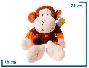 PELUCHE MONO SENTADO DETALLES NARANJA CON SONIDO