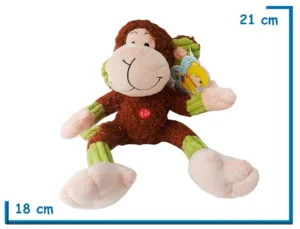 PELUCHE MONO SENTADO DETALLES VERDES CON SONIDO