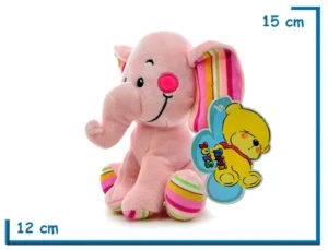 PELUCHE ELEFANTE ROSA SENTADO 15CM
